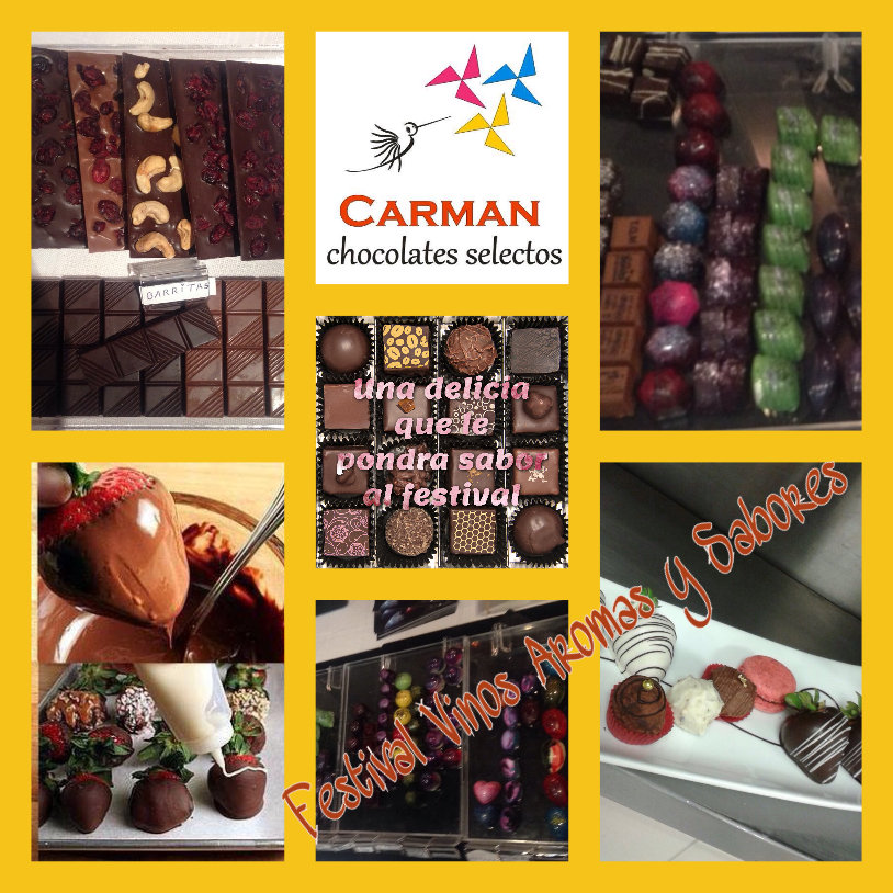 FestVinoAromSab's tweet photo. @CarmanChocolate nos deleitarán con el exquisito sabor de las trufas, enjambres, chocolate macizo, chocolate selecto. http://t.co/kDMIuEvqjS