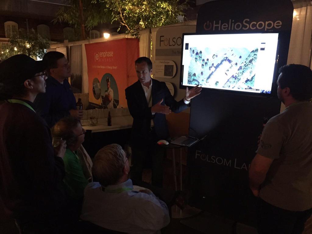 FolsomLabs's tweet photo. Why stop training when they shut off the lights @NABCEP? @pgrana demoing HelioScope http://t.co/wZkLcqwgKy