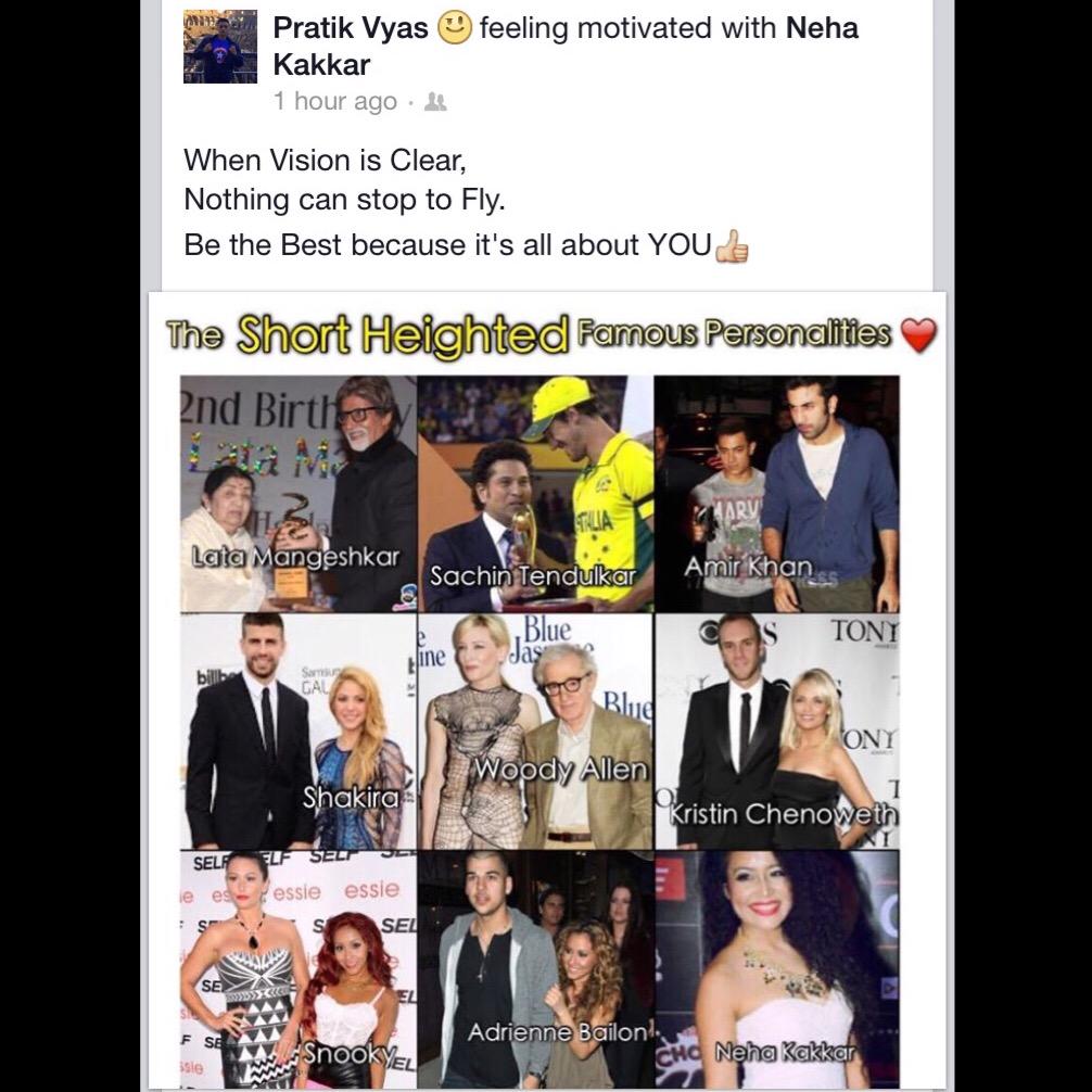 iAmNehaKakkar's tweet image. For those who make fun of Short Heighted people.. :) Proud to have a Special Height.. &amp;lt;3 ❤️