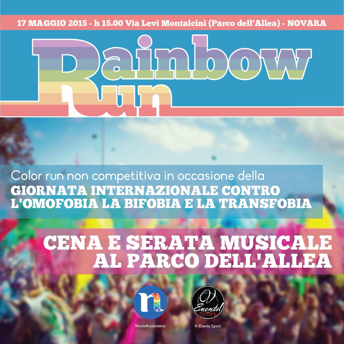 VeventsNovara's tweet photo. @NovarArcobaleno e @VeventsNovara il #17Maggio insieme per #stophomophobia #RainbowRun info https://t.co/Kq3Lgealtg http://t.co/g7JTUdFMTx