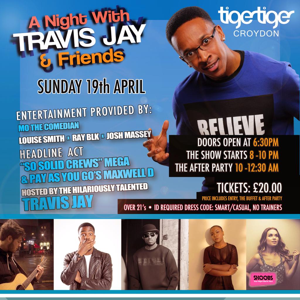 LMR_Designs's tweet photo. A Night With Travis Jay &amp; Friends, A Night With A Difference. Sun 19th April @TigerTigerCroy https://t.co/cnJNnoJMXv http://t.co/vX8ldmyVq7