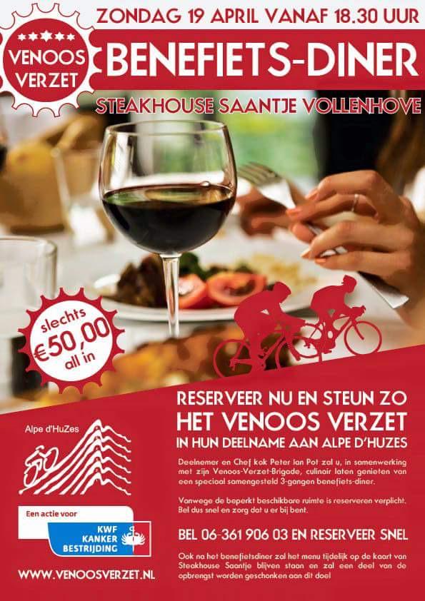 Kom gezellig eten en drinken bij ons en het geld gaat naar het goede doel KWF