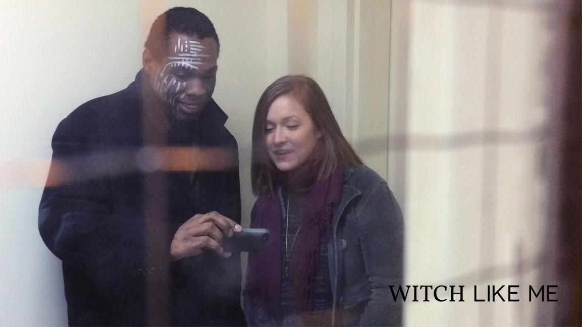 Waiting to film, our trooper actors, Karim Morgan &amp; Margaret Brock, keeping warm during the frigid night roof shoot!