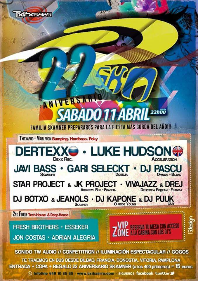 AdrianAlegriaDJ's tweet photo. Esta Sábado 11 nos vemos en @Txitxarro_club #Skamner #aniversario
2nd Floor Mode on! http://t.co/GuwUxY9Acd
