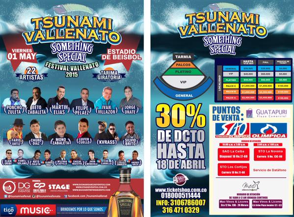 pintarlaciudad's tweet photo. #Vdupar el mejor evento de la musica Vallenata -> @TsunamiVallenat con 30% DCTO @diomargarcia http://t.co/cDTJTvwaPU http://t.co/YSHU9KeNxp