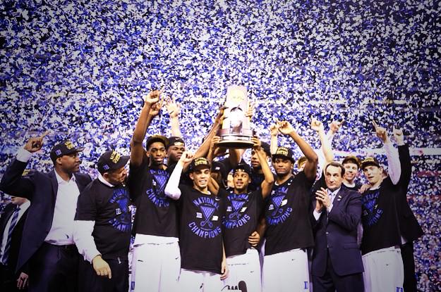 FFDoThat's tweet photo. Congratulations to Coach K and his 2015 #NationalChampions. #NCAAChampionship http://t.co/1ziSdRNlqq