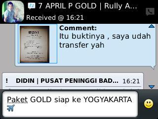 Paket GOLD dikirim ke YOGYAKARTA