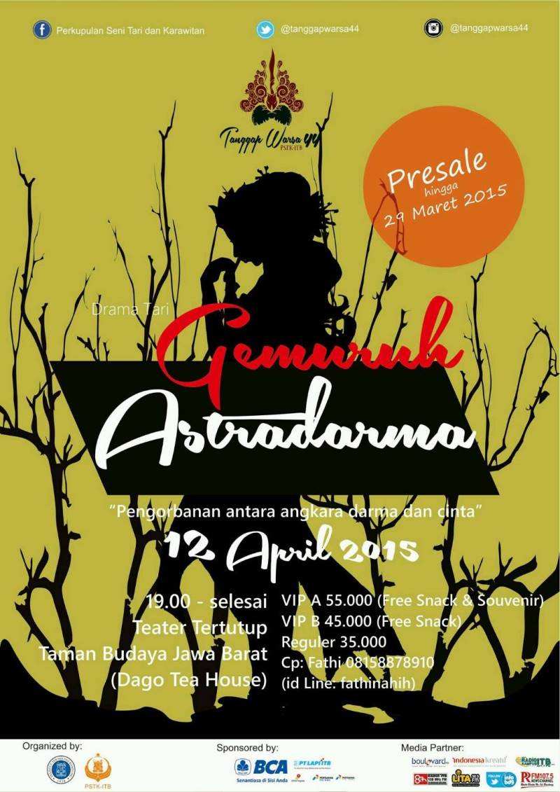 Gemuruh Astradarma menampilkan drama tari yg bercerita tentang pengorbanan cinta 2 anak manusia. <a href="/tanggapwarsa44/">TW 44</a>