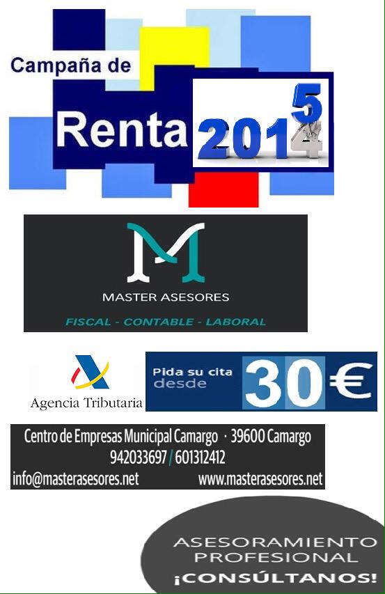 AsesoresMaster's tweet photo. Arranca la campaña de la Renta 2014. No deje para mañana lo que puede hacer hoy #Renta2014 http://t.co/S10RHqrQox
