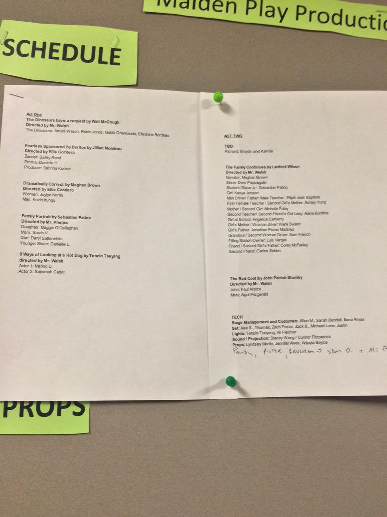 MHSPlayPro's tweet photo. The list is up !! We are ready to roll with our spring show !! http://t.co/js37HC9z0I