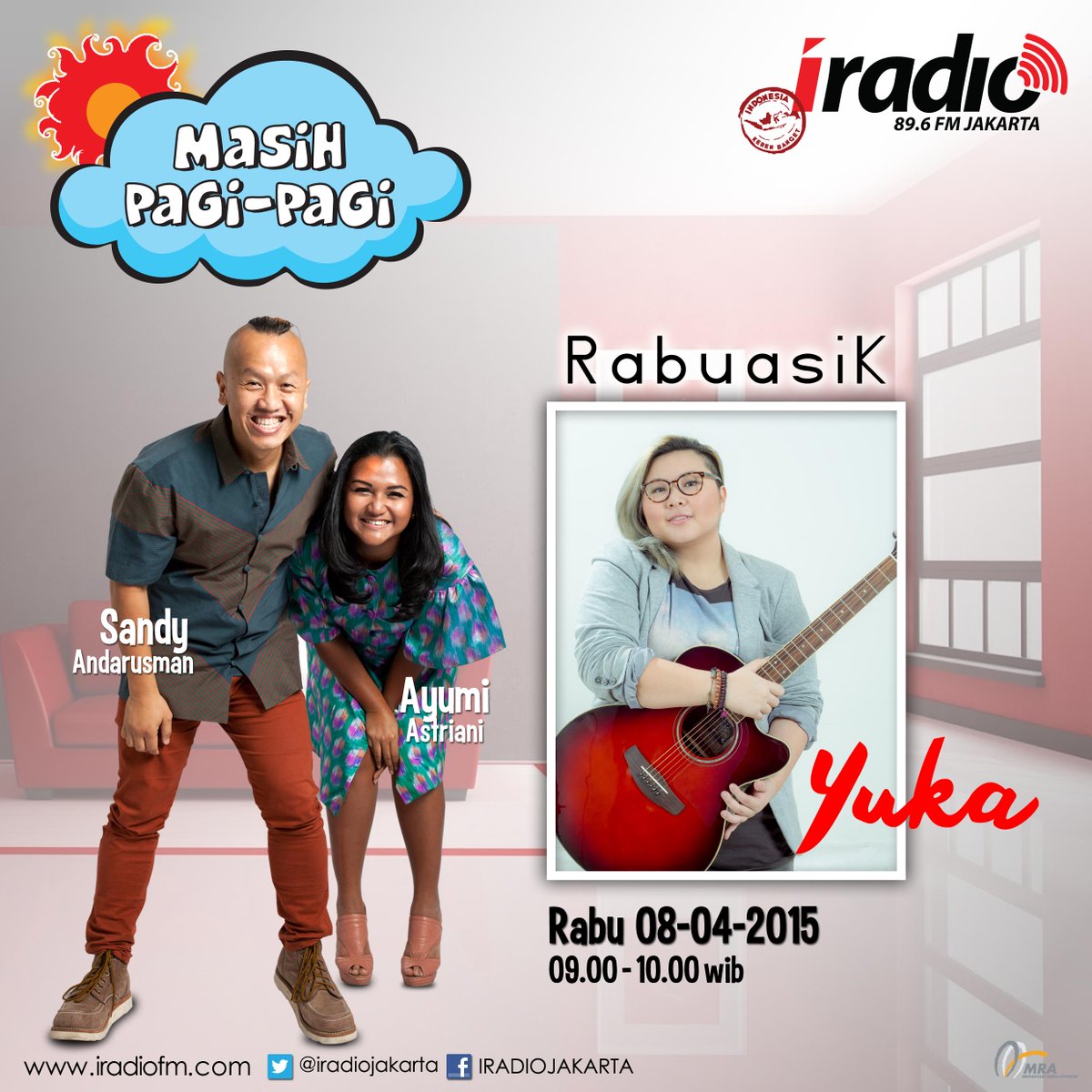 iSwaraJKT's tweet photo. Di #MasihPagiPagi besok, akan ada @@YukaIDOL8 di #RabuAsik IRadio. Jangan lewatkan besok jam 9.00 WIB, I-Listeners. http://t.co/BMoclBEfwX