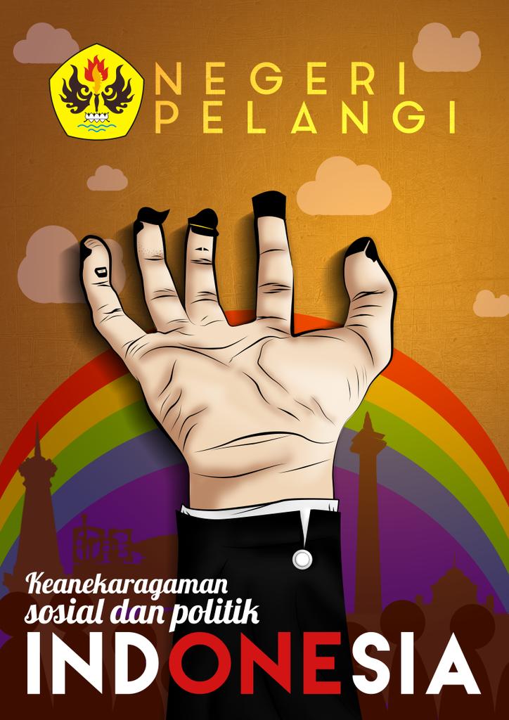 rakamaheka's tweet photo. @infofisipunpas "Negeri Pelangi - Keanekaragaman Sosial &amp; Politik di Indonesia" karya @rakamaheka  #PosterFisipUnpas http://t.co/1rK82oSiX3