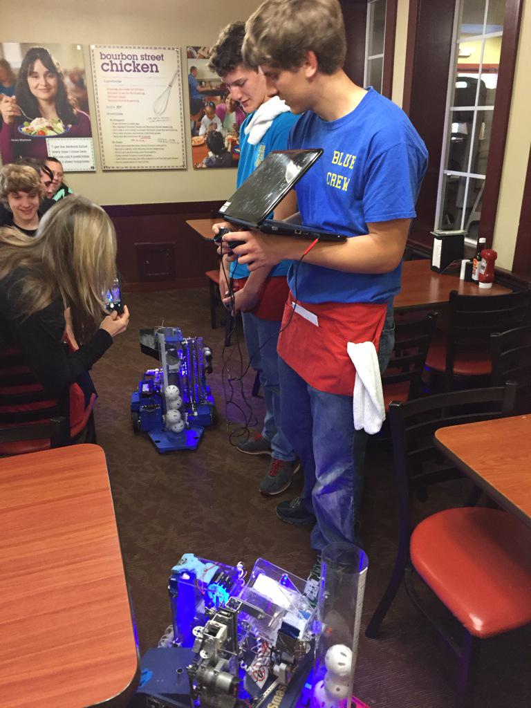 Had fun last night waiting tables at Golden Corral and driving our robot through the swarms of people! #omgftc