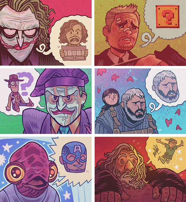 One-Liners. Trading card size illustrations I've posting on Instagram. 