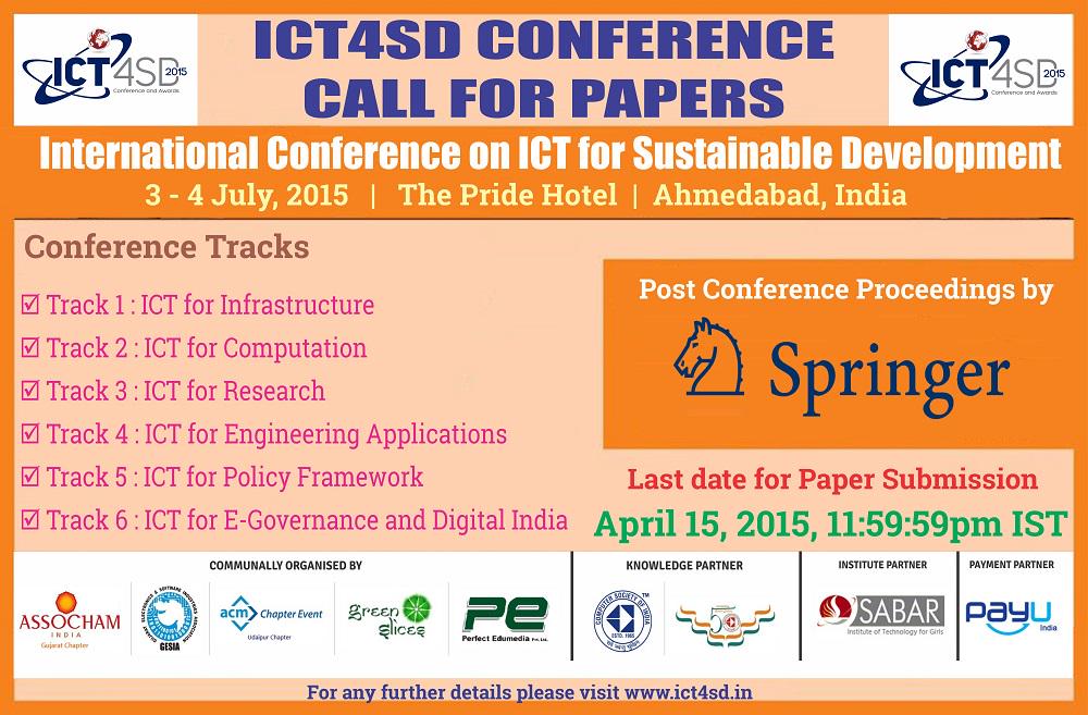 ict4sd2015's tweet photo. INTERNATIONAL CONFERENCE ON ICT FOR SUSTAINABLE DEVELOPMENT

CALL FOR PAPER  -  INDUSTRY AND ACADEMIA http://t.co/PuDCwTkGce