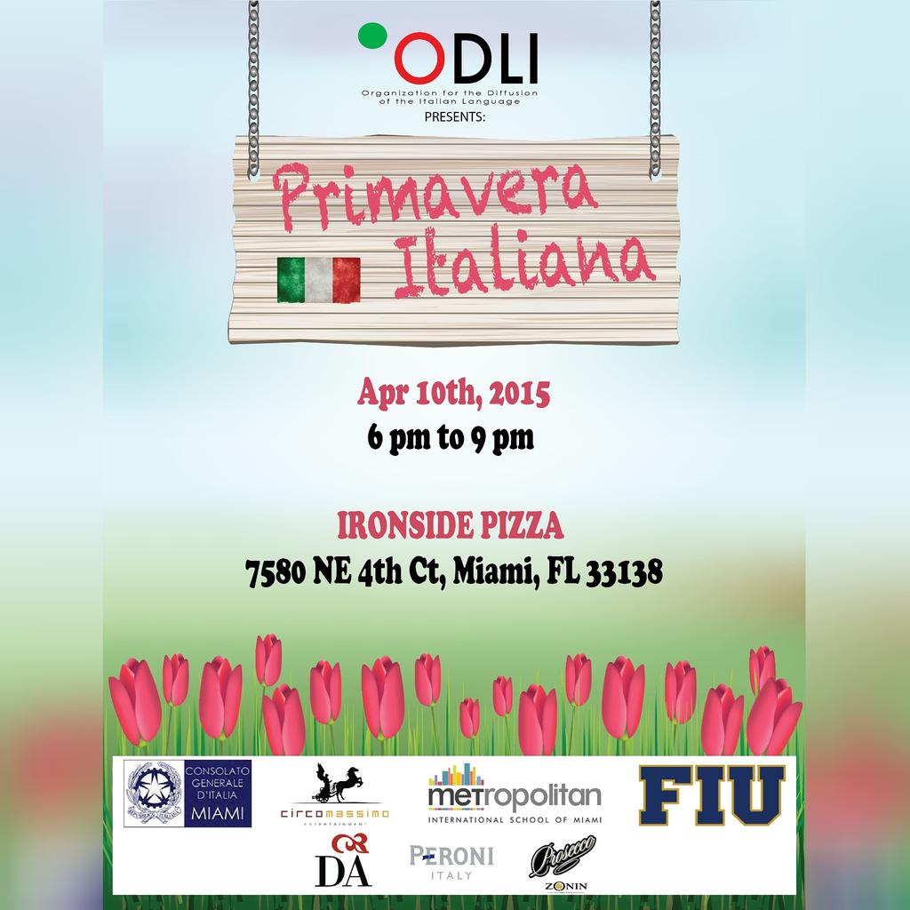 #Odli presents #PRIMAVERA #ITALIANA this Friday #April 10th at #ironsidepizza from 6pm to 9pm. #italiansdoitbetter