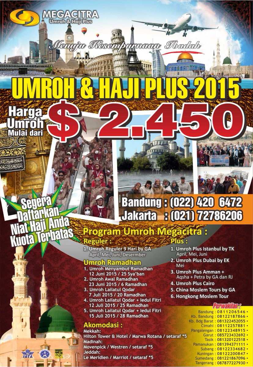 MegacitraGroups's tweet photo. Jadikanlah kami pelayan dlm merealisasikan Niat Ibadah Umroh &amp; Haji Plus anda (Dini 022-4206472 &amp; Rini 021-72786206) http://t.co/TDq4QtlKyT