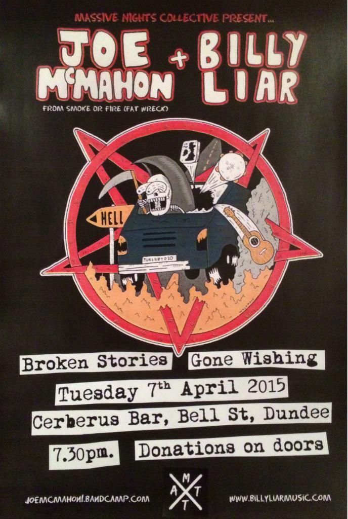 One week until <a href="/joeydonitz/">joe mcmahon</a> @williamhhavers #gonewishing <a href="/broken_stories/">Broken Stories</a> at Cerberus, Dundee. Donations please!