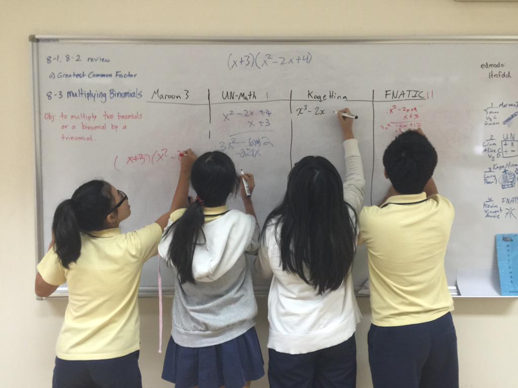 jeffbonazzo's tweet photo. Multiplying binomials races in Grade 8 Algebra I! #aismsrocks http://t.co/CKajOgHkGf