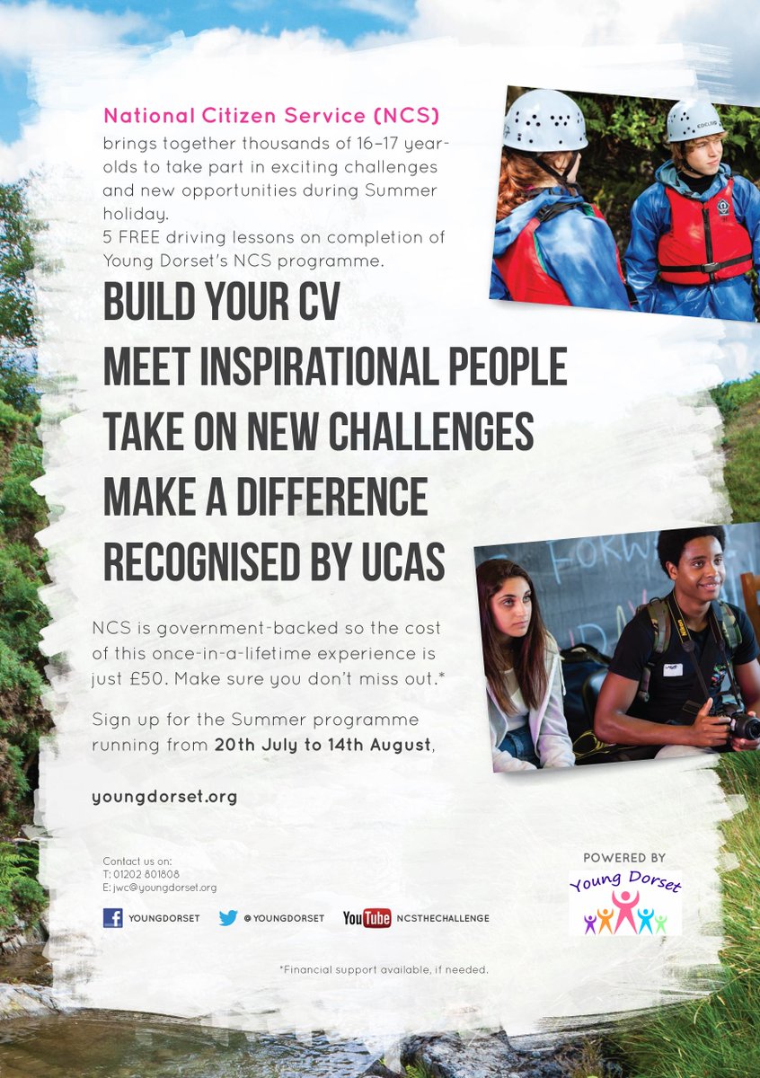 Are you 16 -17 years old? Would you like to take part in <a href="/YoungDorset/">Young Dorset</a> s NCS? 
Contact us now:) #YES #CHALLENGES #NOW