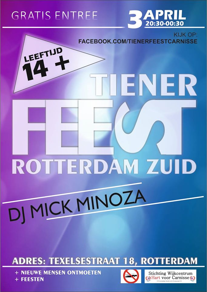 Aanstaande vrijdag is er weer een #tienerfeest in wijkcentrum Hart voor Carnisse aan de Texelsestraat 18! #gezellig