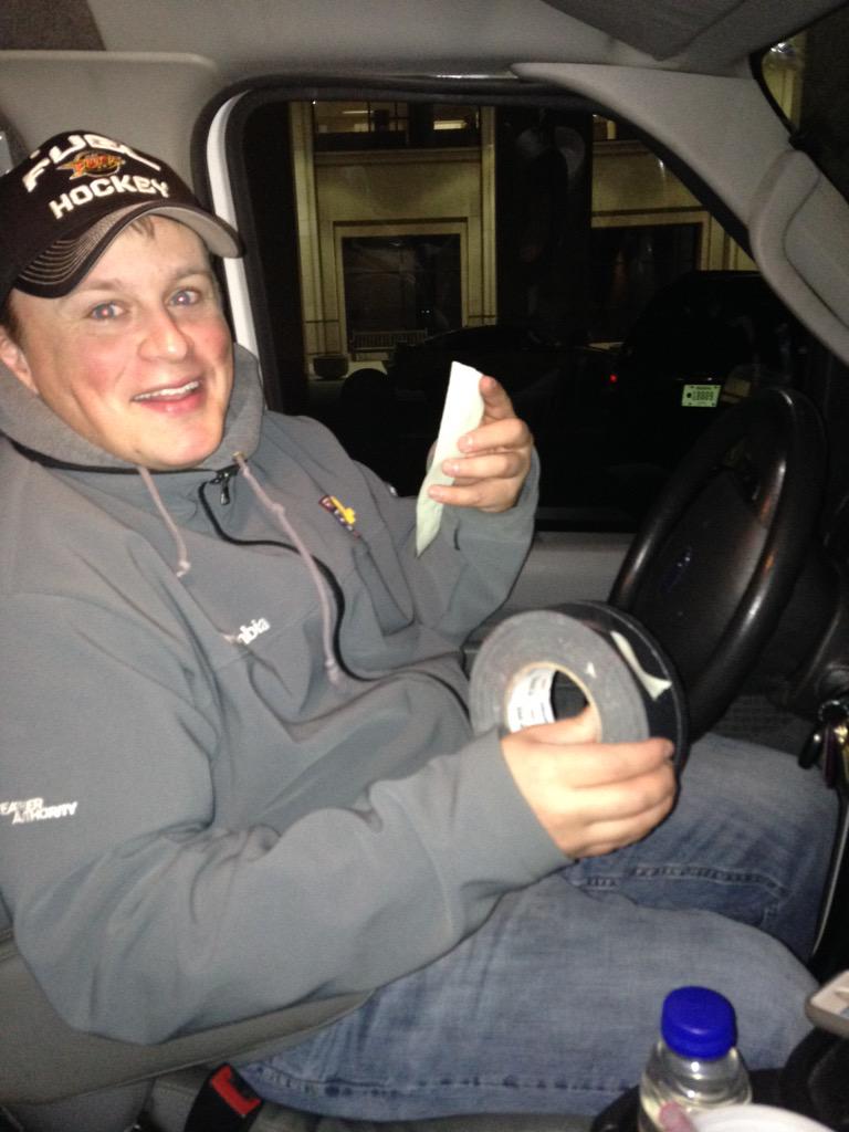 Gabby_Gonzalez's tweet image. We just taped down my jacket so it won't keep flying up during our live reports... #BehindTheScenes #windproblems