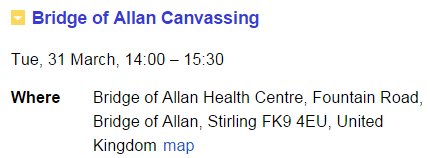 Steven4Stirling's tweet photo. Canvassing in #BridgeofAllan today (Tue) at 2pm. Meet Fountain Rd.
#VoteSNP #GE15 #StevenforStirling http://t.co/YezYn5KaMq