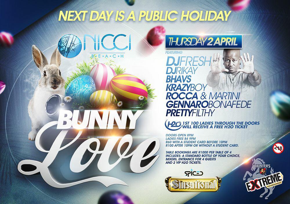 GennaroBonafede's tweet photo. This Thursday catch me at my favourite @niccibeach for a massive one with @DJFreshSA! Friday is a public holiday!! http://t.co/mr8uPC9jDV