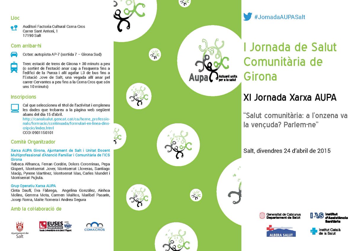areasalut's tweet photo. #JornadaAUPASalt el proper 24 d'abril. Aquí teniu el programa! @AlberaSalut @XarxaAUPABCN @carabellido @jtorramade http://t.co/4AXD1H0XDw