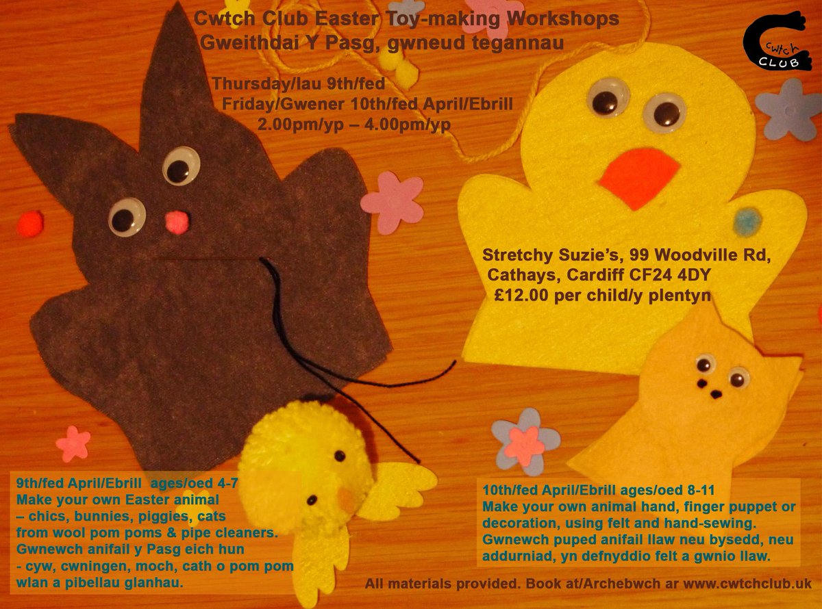 CwtchClub's tweet image. Book workshops for next Thurs/Fri @StretchySuzie @madebyhandwales @ukcrafts @cardiff_events @AllOfTheEvents #Cardiff