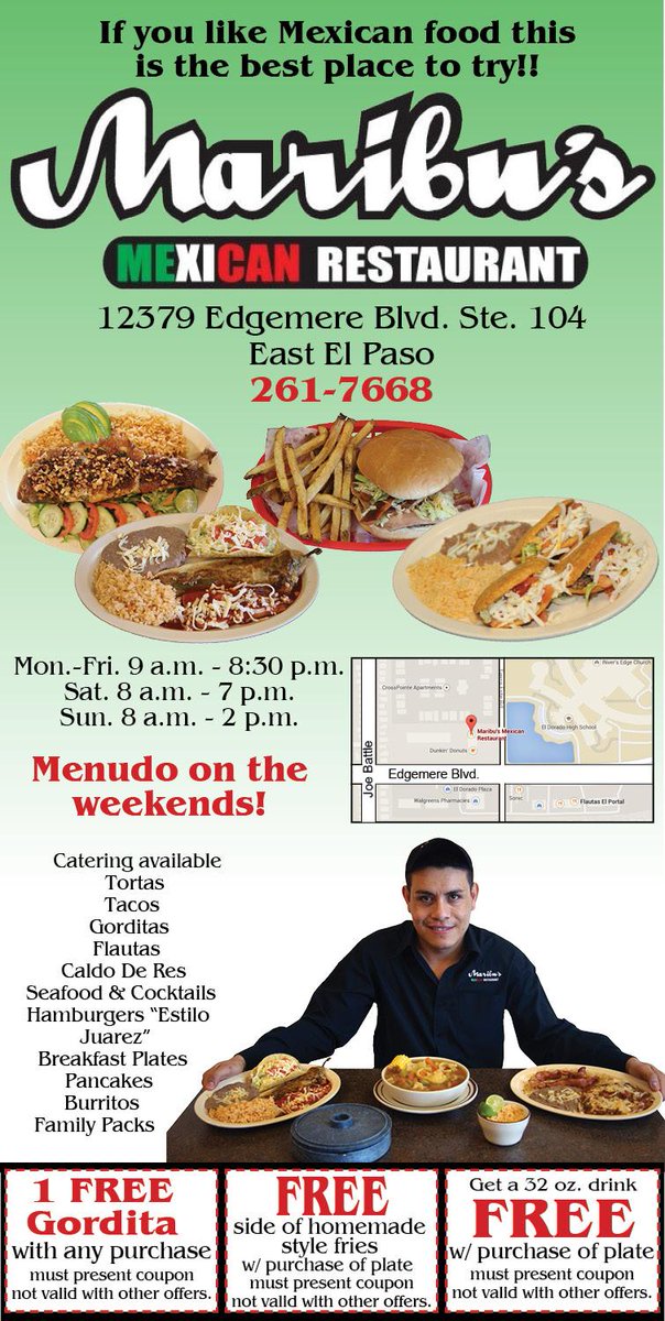 elpasobuzznow's tweet photo. Swing by Maribu's Mexican Restaurant today for some delicious food! Dont forget your #EPBUZZ coupons!!! #ElPasoTX http://t.co/G8mxRWaOFP