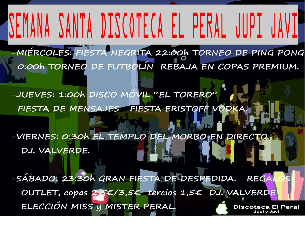 Discoelperal's tweet photo. #ElPeralJupiJavi #Despedida #4días #SemanaSanta @DiscoTorero  @tributopop http://t.co/sBMNUeHBwf