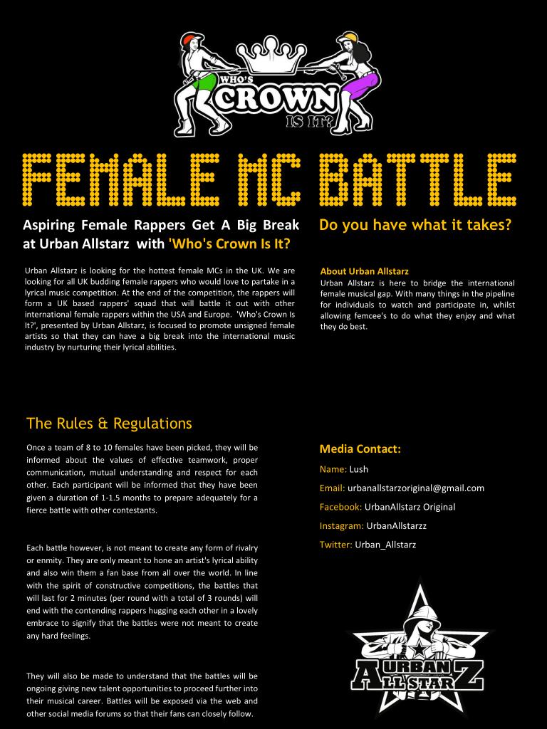 TeamWCII's tweet photo. @TwistedRevren It's Going Off💣💣 Tell Everyone The Hunt For #1UKFemcee Has Begun #WhosCrownIsIt #GetInvolved http://t.co/TDSwwfRkFS