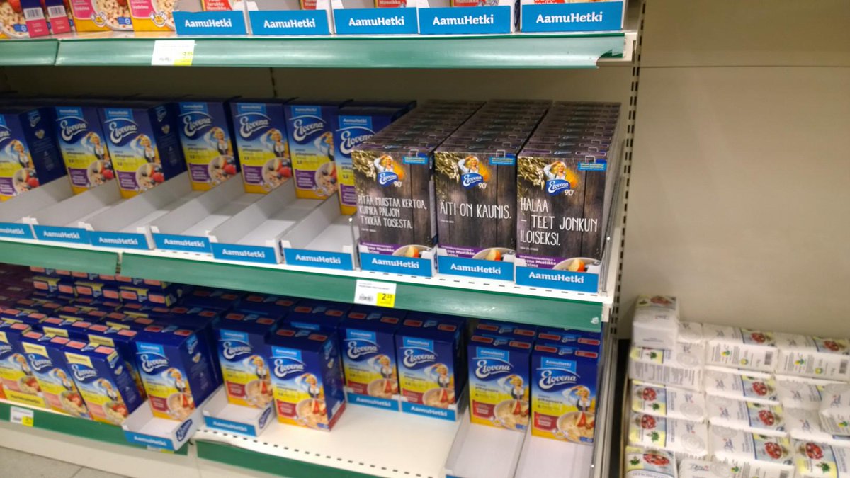 PackageMedia's tweet image. Elovena kampanjapakkaukset bongattu Kouvolan Prismassa.Hae pakkaus-lue koodi-jaa hyvää! @hyvatevaat @PackageMedia