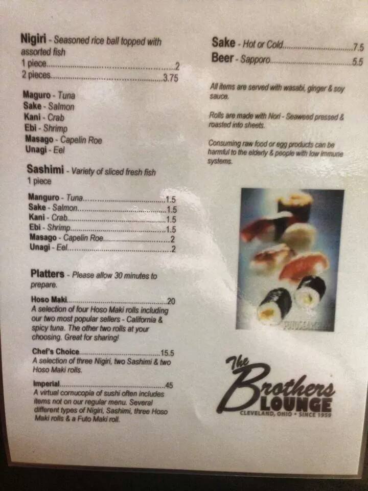 We have a full sushi menu tonight from 5-10pm!