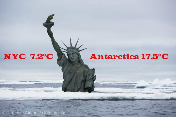 Greenpeace's tweet photo. Antarctica was hotter than #NY, #Washington and #London this day last week. http://t.co/4RE9jnJyUA http://t.co/7zPiSGgH8e