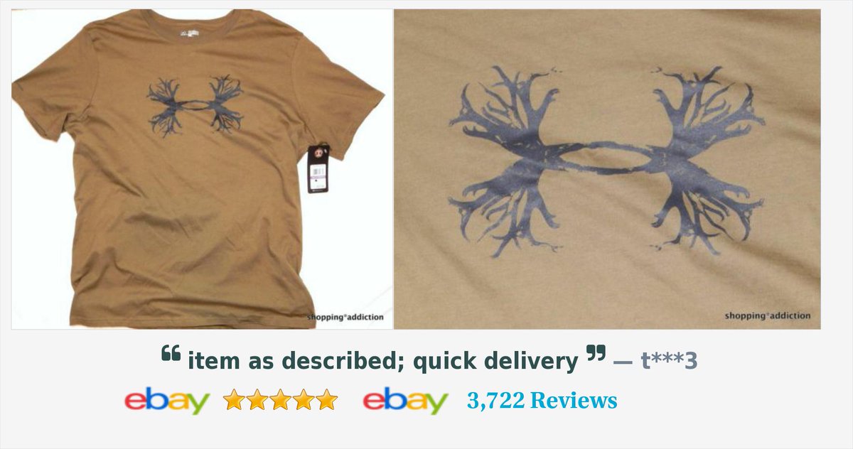 Ebayaddiction's tweet image. New #UnderArmou Sz XXL 2X #HeatGear Green Black #Deer #Antler T Shirt in my @eBay store! ebay.com/itm/New-Under-…