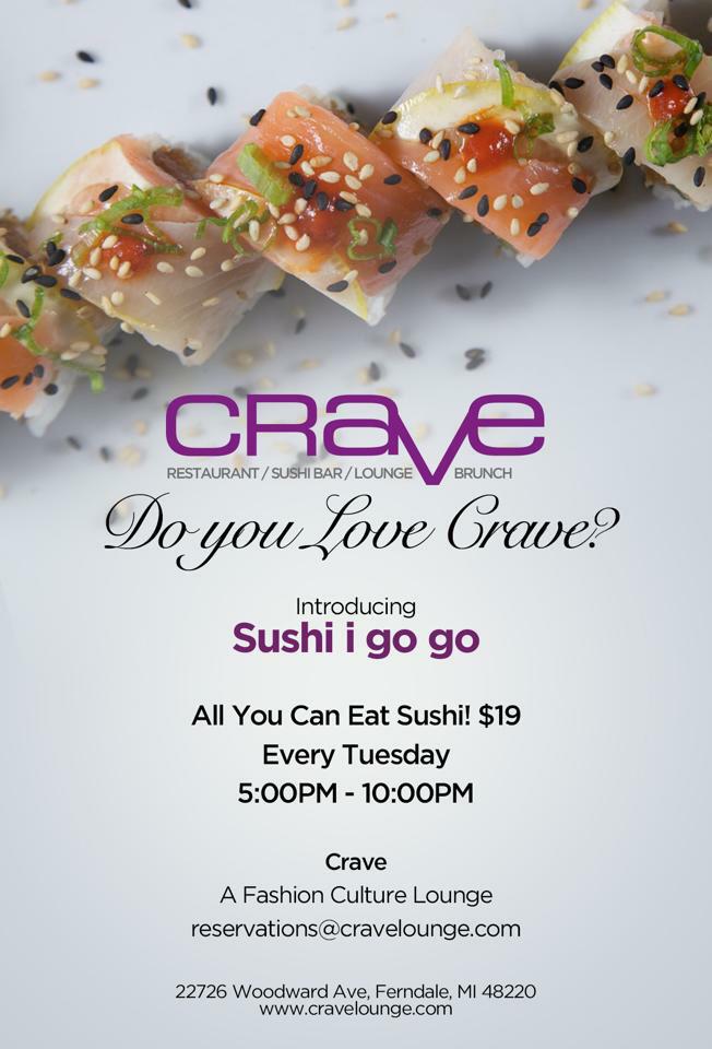 crave_dearborn's tweet photo. Sushi I Go Go! All you can eat sushi, every Tuesday from 5pm - 10pm for just $19. 
http://t.co/C1icvbraH0 http://t.co/nDRI12NJxu