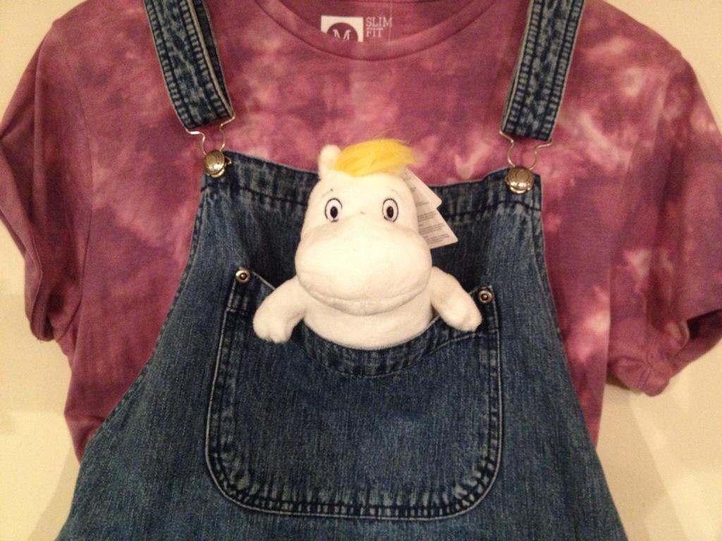 thewardrobenow's tweet photo. Including this lil guy chilling in our dungarees! #nicefro #dungamoomin http://t.co/8d3lX2v0IJ