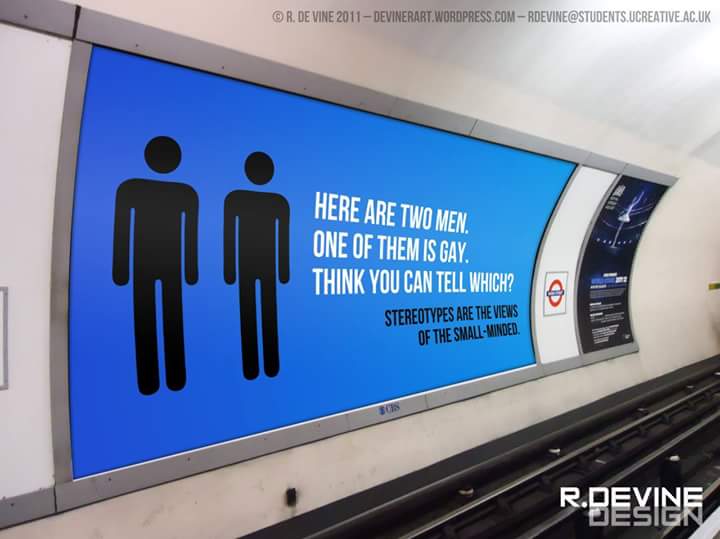 LGBTIMx's tweet photo. "AQUÍ HAY DOS HOMBRES. UNO DE ELLOS ES GAY. ¿SABES CUÁL ES?
LOS ESTEREOTIPOS SON DE UNA MENTE ESTRECHA." #London2011 http://t.co/BXozJ15oXP