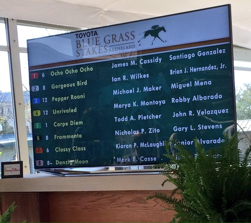KPMRacingStable's tweet image. Blue Grass Stakes Draw @keeneland #classyclass