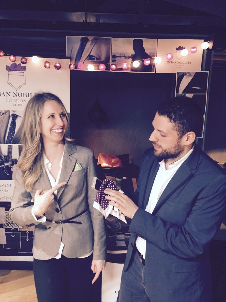 Rhiannon's tweet image. Rocking my @UrbanNobility pocket square w/ @mariocampana at @CitySpark1 #CitySparkFinal. I like lady pocket squares!