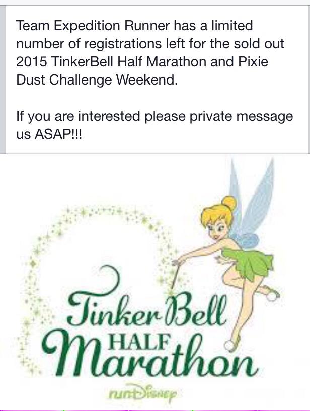 TeamExpeditRunr's tweet image. 2015 TINKERBELL HALF MARATHON! Looking for a PDC or 10k spot? Team Expedition Runner has a few left - contact us!