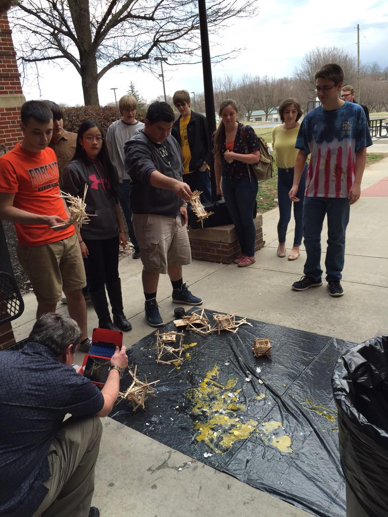science_nhs's tweet photo. The third annual SNHS Egg Drop has been a success! Great job to all who participated! http://t.co/deW7tgVcMO