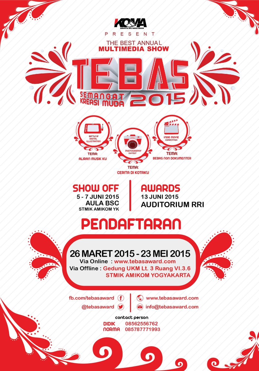 <a href="/129kine/">12,9 AJ Kine Klub</a> TEBAS 2015 telah hadir kembali dengan tema SEMANGAT KREASI MUDA more info tebasaward.com