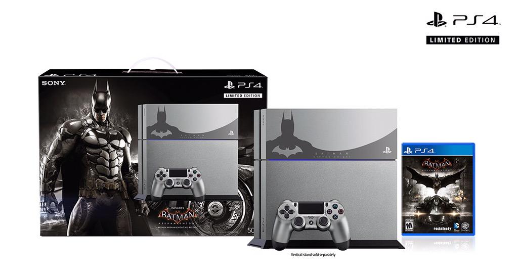 NextTopGames's tweet photo. Batman Arkham Knight PS4 Limited Edition Console Revealed! Will retail for $450! #BatmanArkhamKnight #PS4 #PS4share http://t.co/8bdRSjzYmr