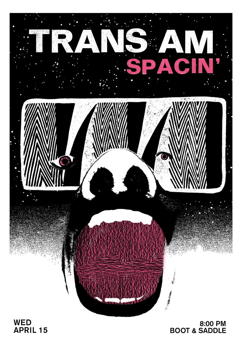 Spacintheband's tweet photo. Check out the Spacin' and @transamband poster made by @killinger for the April 15th @BootAndSaddle show. http://t.co/6rhbYyFqGn