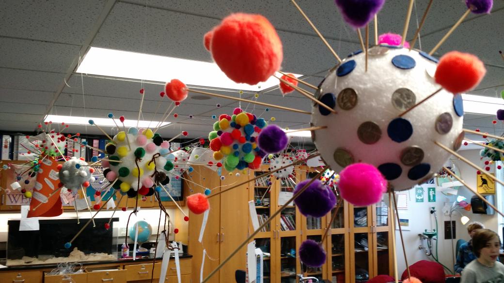 ktvance's tweet image. Atom models in Mrs. Martin&apos;s class! #egrms #creativescience #mssciencechat