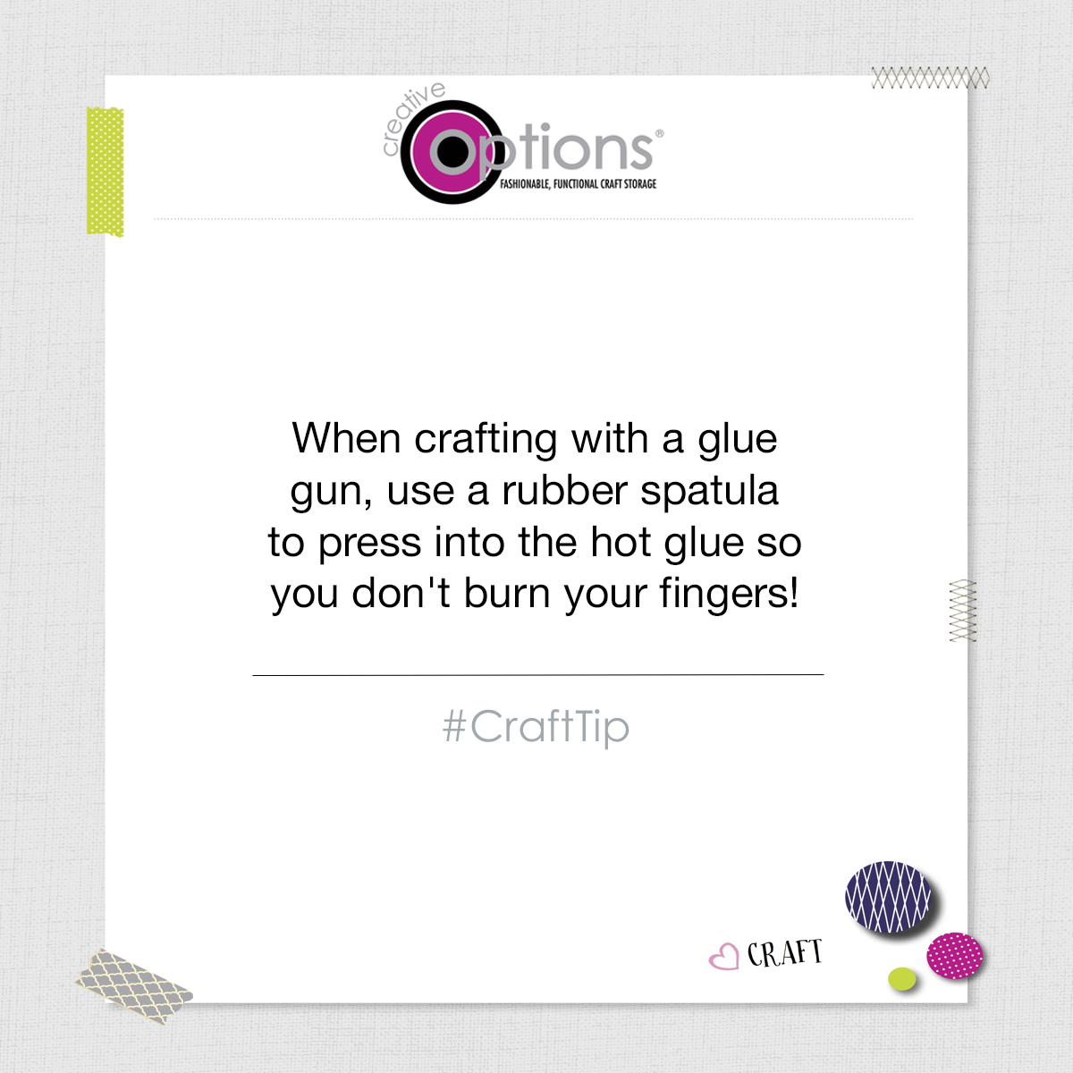 Creative_Optns's tweet photo. Crafters, what are your tips for working with hot glue? #CraftTip http://t.co/9bIbgnAMK2