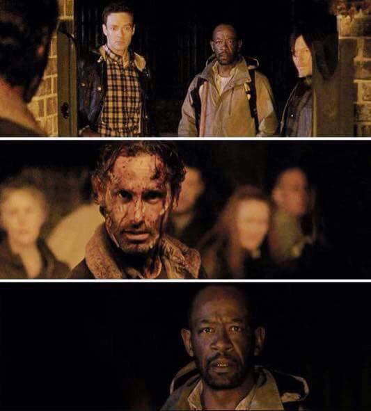 GreatToMe's tweet photo. http://t.co/gDkZOZo5sc Daryl-"What's going on here?" Rick-"We gotta wait till October" Morgan-"Are you serious?" @Daryl_Dixon69 @RICKGRIEMS_
